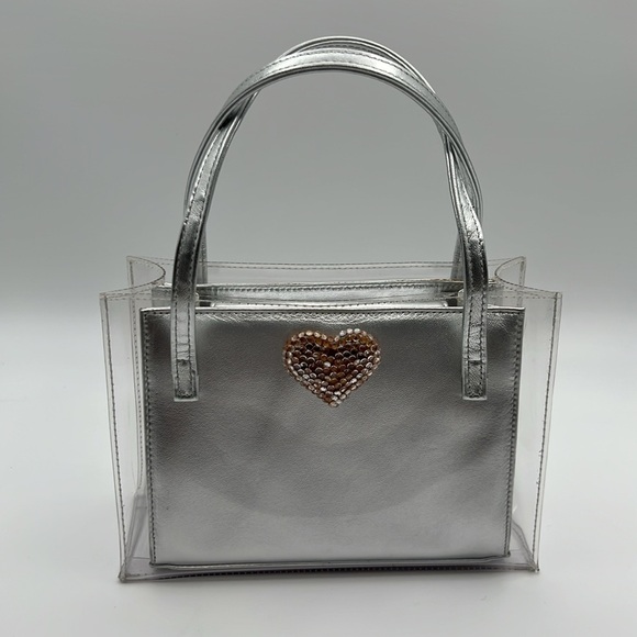 Silver and Gold Metallic Stuart Weitzman PVC top handle bag - Picture 7 of 11